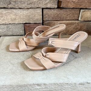 Deltan sz 9.5 beige leather slip on heels